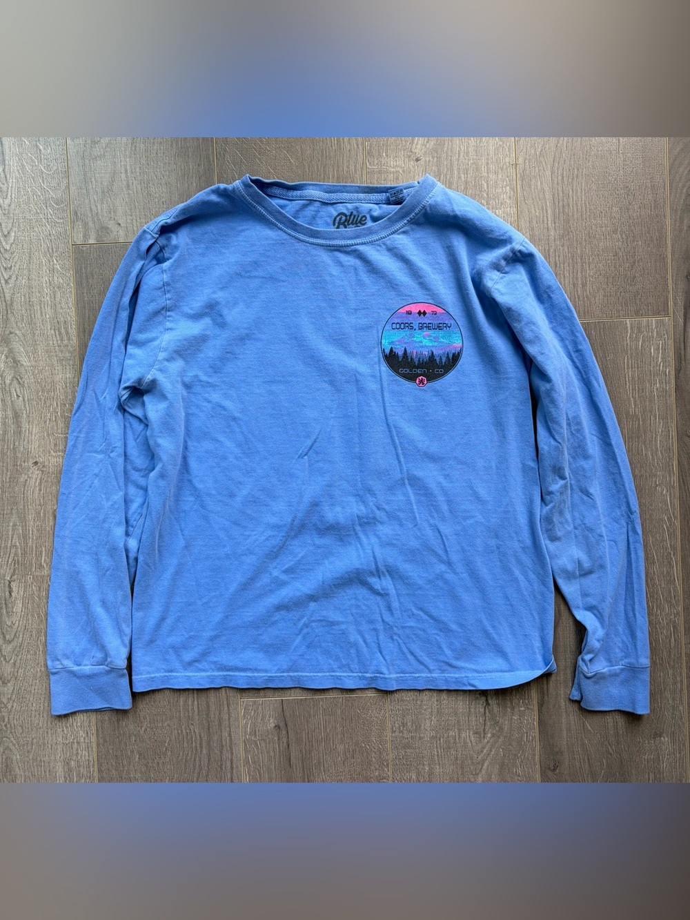 Blue 84 Men's Light Blue Long Sleeve Tee with Small Chest Patch